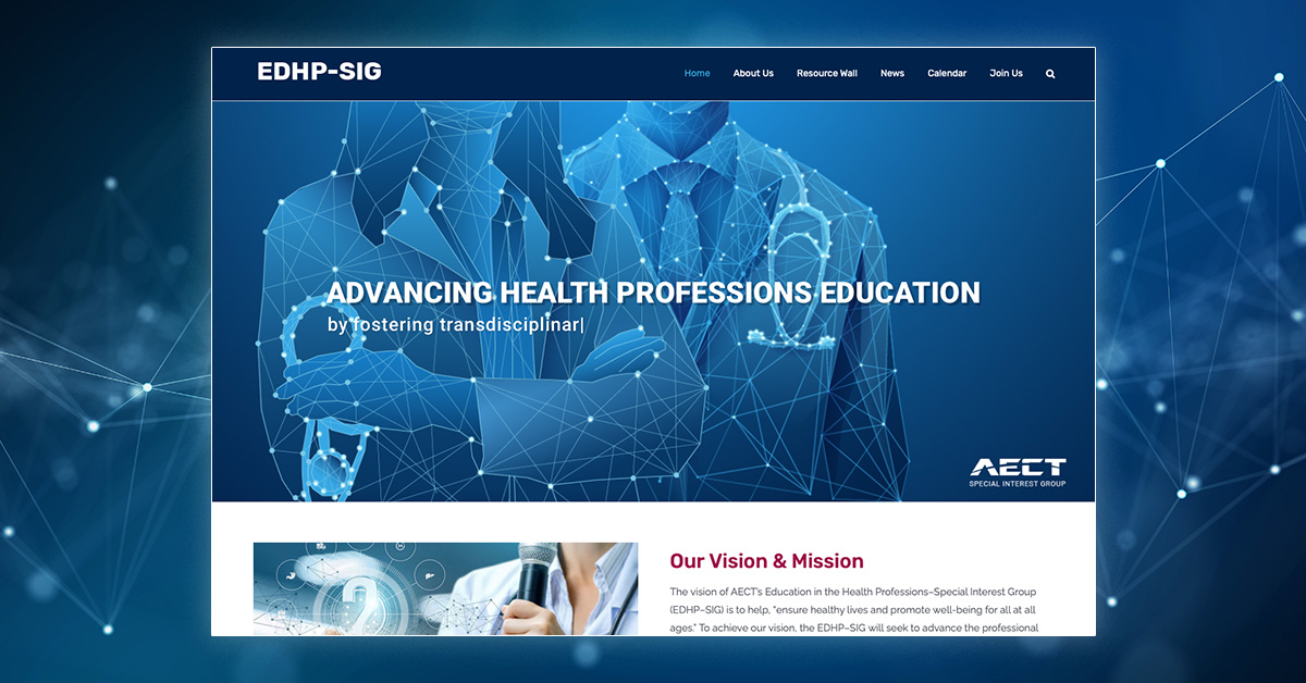 Tom Smalling designed the instructional design website for AECT’s Education in the Health Professions–Special Interest Group (EDHP–SIG)