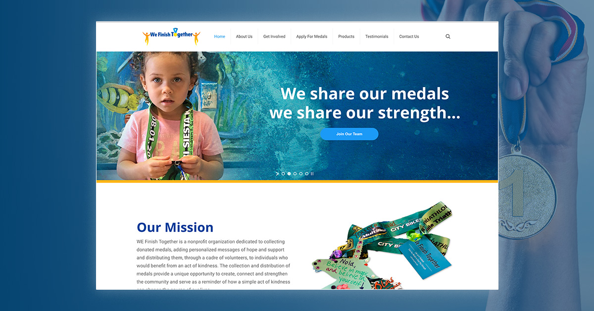 Smalling Studios designed the charity WordPress website for We Finish Together. Using the Betheme, the WordPress website was responsive and optimized.